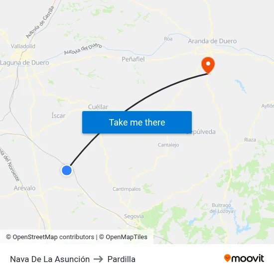 Nava De La Asunción to Pardilla map