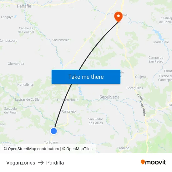 Veganzones to Pardilla map