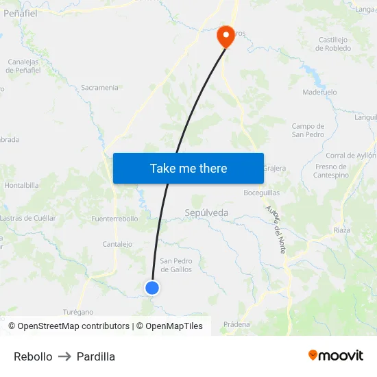 Rebollo to Pardilla map