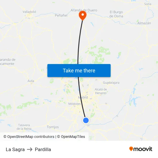 La Sagra to Pardilla map
