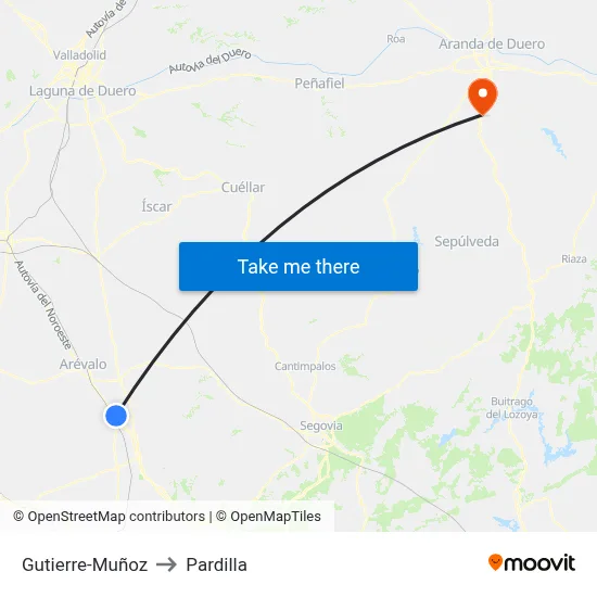 Gutierre-Muñoz to Pardilla map