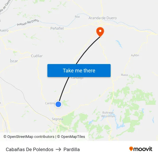 Cabañas De Polendos to Pardilla map
