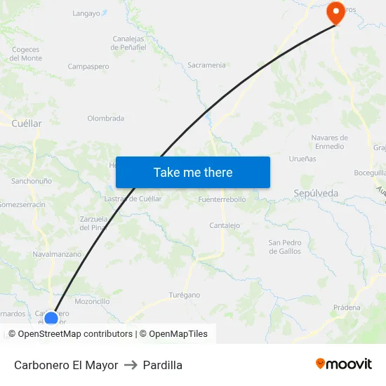 Carbonero El Mayor to Pardilla map