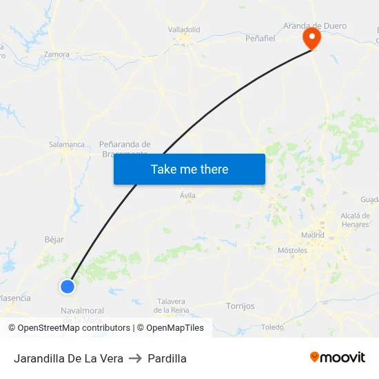 Jarandilla De La Vera to Pardilla map