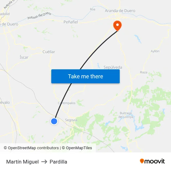 Martín Miguel to Pardilla map