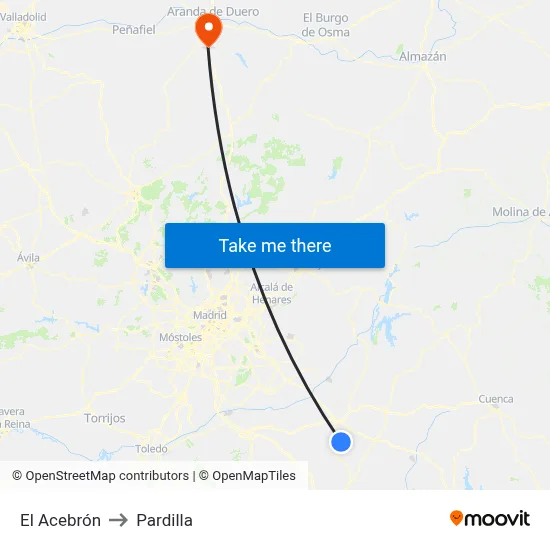 El Acebrón to Pardilla map