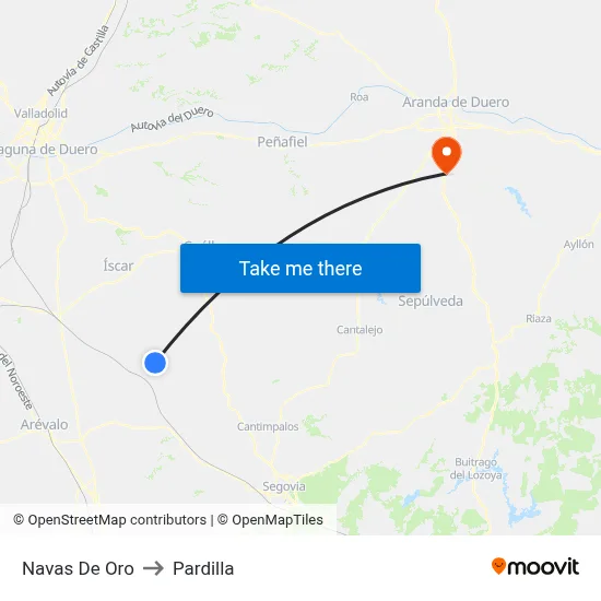 Navas De Oro to Pardilla map