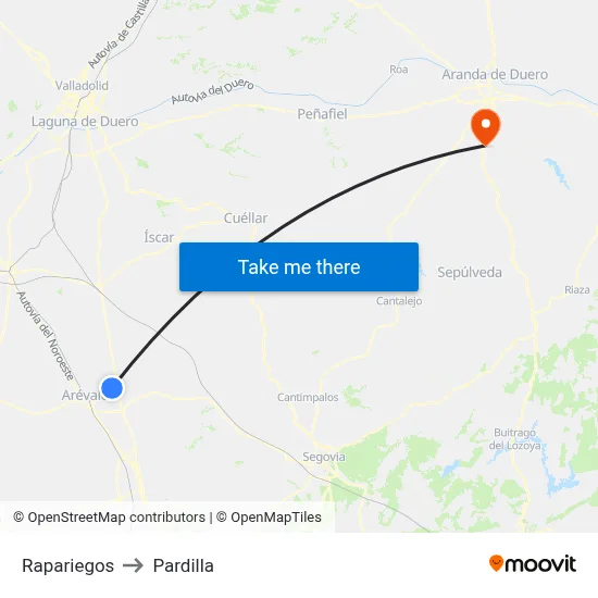 Rapariegos to Pardilla map