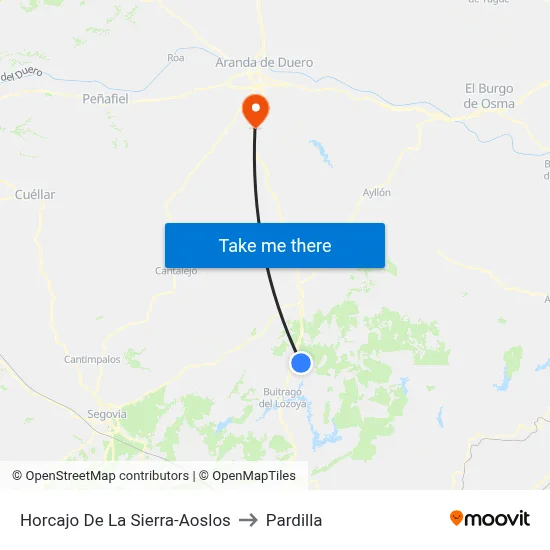 Horcajo De La Sierra-Aoslos to Pardilla map