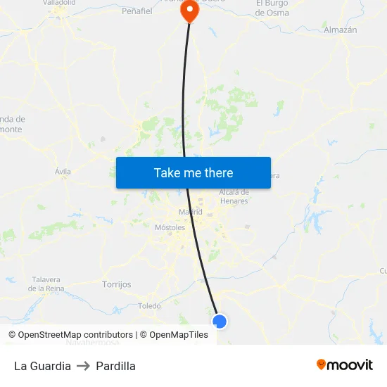 La Guardia to Pardilla map