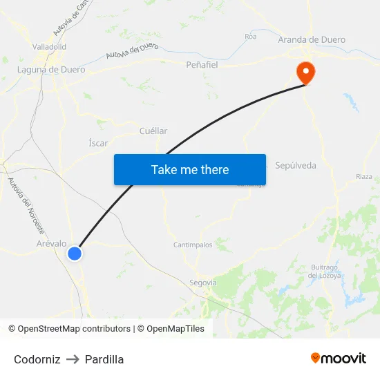 Codorniz to Pardilla map