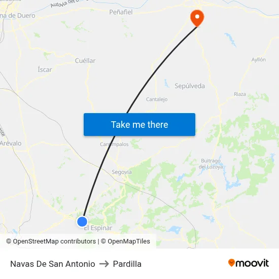 Navas De San Antonio to Pardilla map