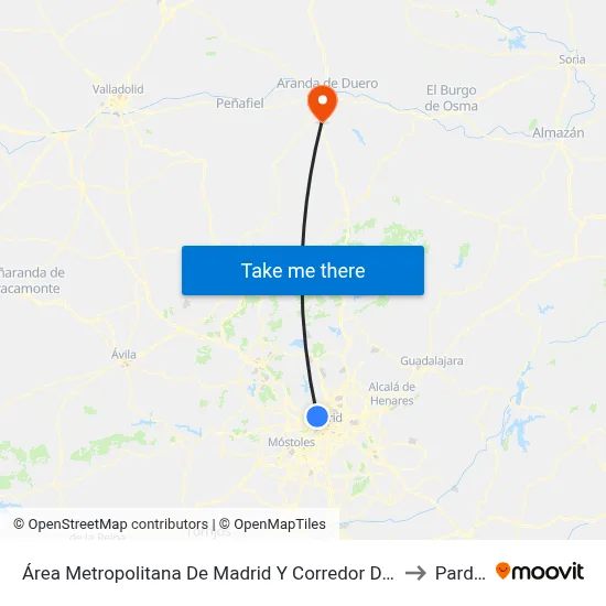 Área Metropolitana De Madrid Y Corredor Del Henares to Pardilla map
