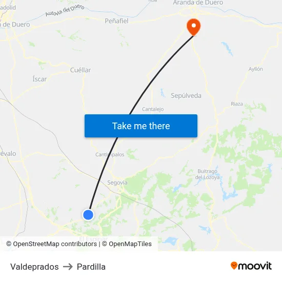 Valdeprados to Pardilla map