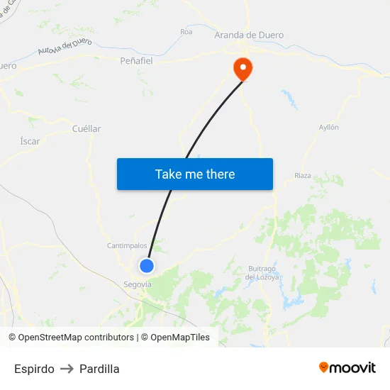 Espirdo to Pardilla map