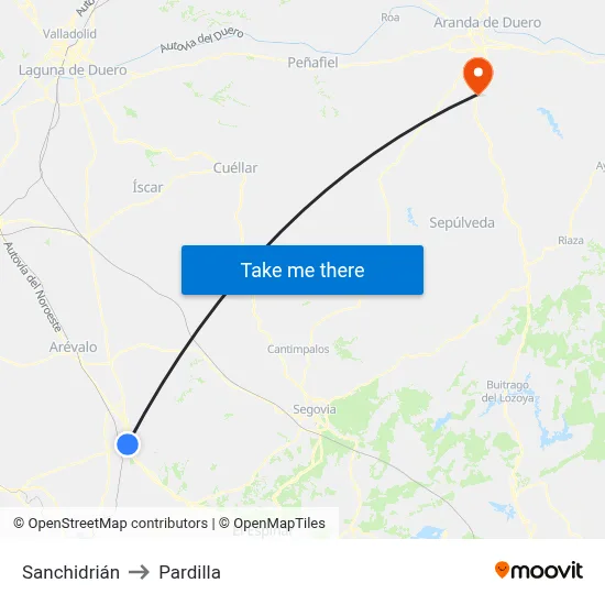 Sanchidrián to Pardilla map