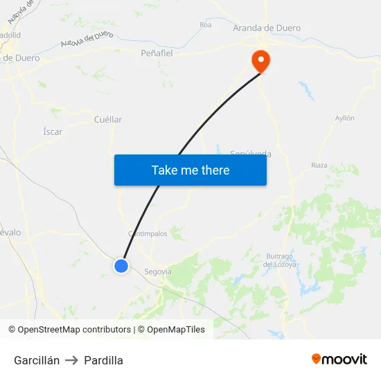 Garcillán to Pardilla map