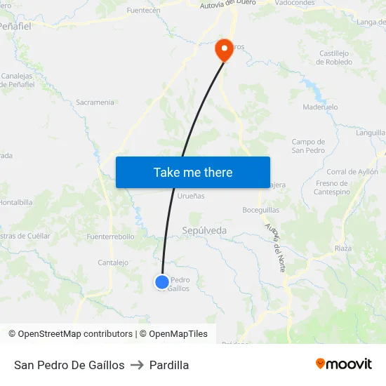 San Pedro De Gaíllos to Pardilla map