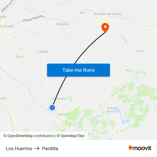 Los Huertos to Pardilla map