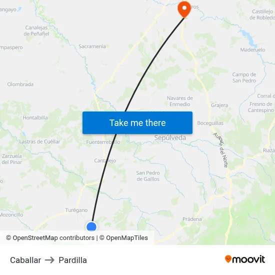 Caballar to Pardilla map