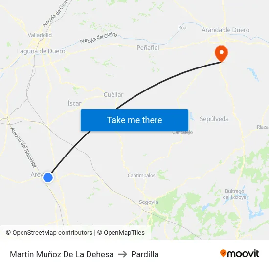 Martín Muñoz De La Dehesa to Pardilla map
