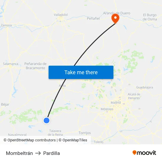 Mombeltrán to Pardilla map