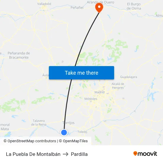 La Puebla De Montalbán to Pardilla map