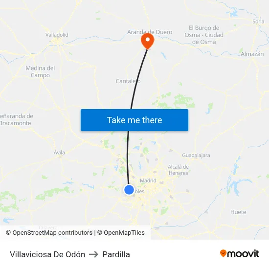 Villaviciosa De Odón to Pardilla map