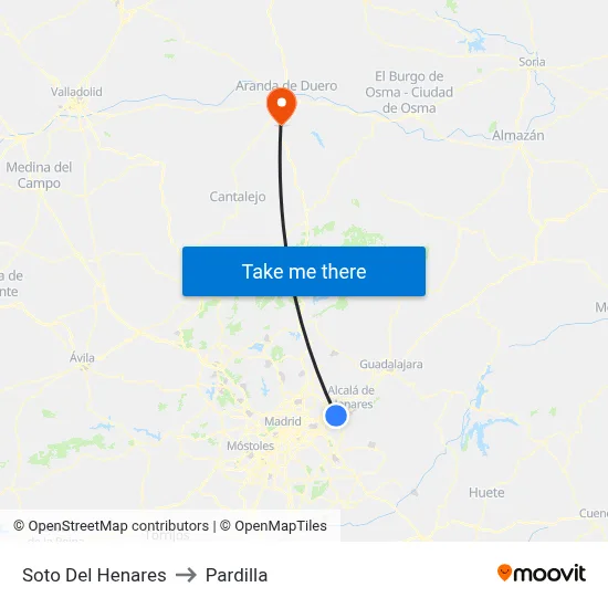 Soto Del Henares to Pardilla map