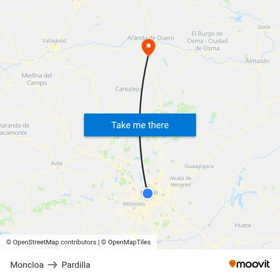 Moncloa to Pardilla map