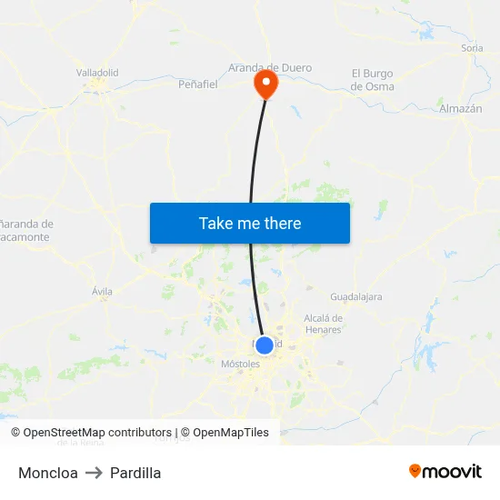 Moncloa to Pardilla map