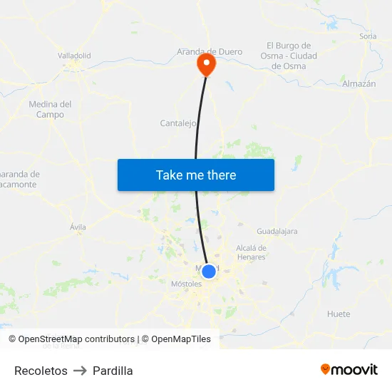 Recoletos to Pardilla map