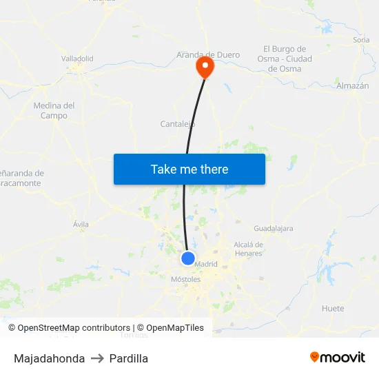 Majadahonda to Pardilla map