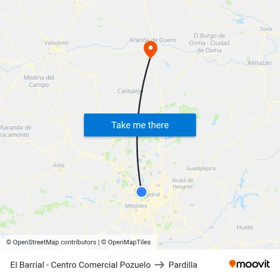 El Barrial - Centro Comercial Pozuelo to Pardilla map