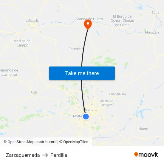 Zarzaquemada to Pardilla map