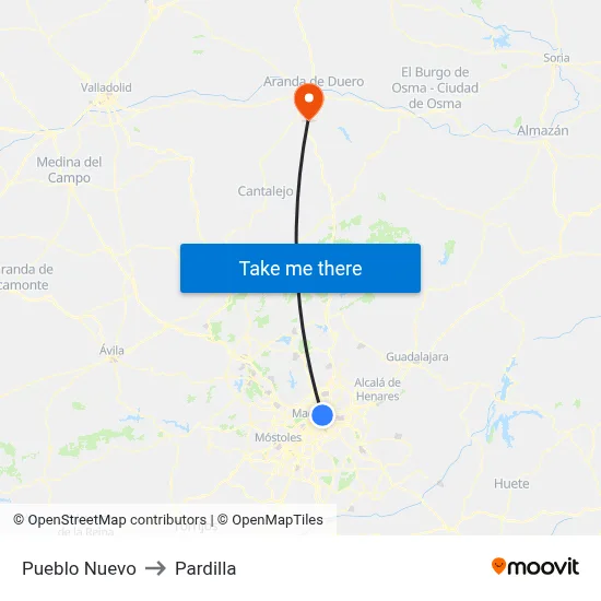 Pueblo Nuevo to Pardilla map