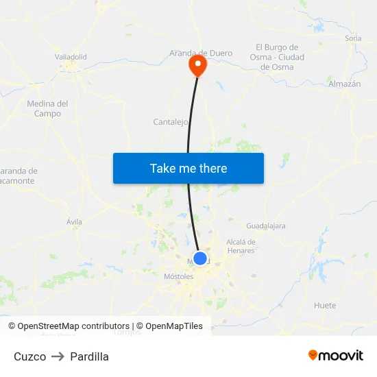 Cuzco to Pardilla map