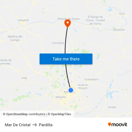 Mar De Cristal to Pardilla map