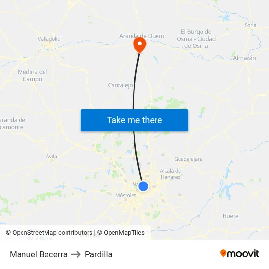 Manuel Becerra to Pardilla map