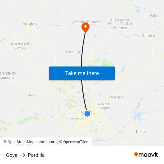 Goya to Pardilla map