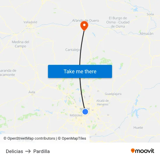 Delicias to Pardilla map