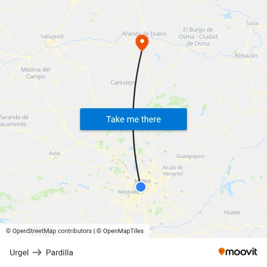 Urgel to Pardilla map