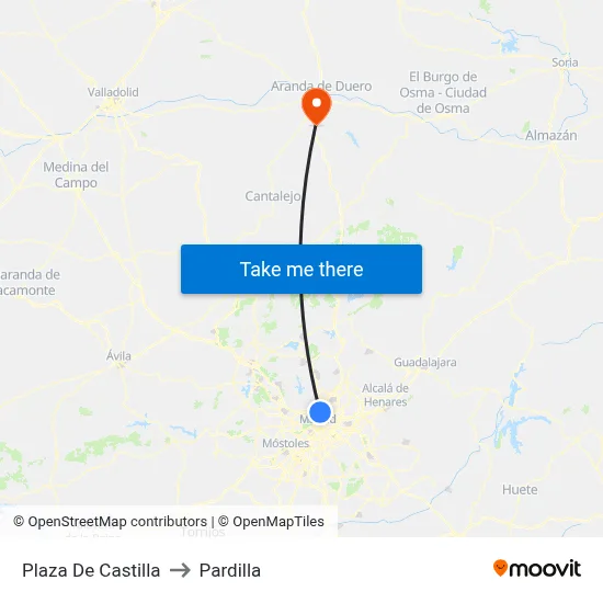 Plaza De Castilla to Pardilla map