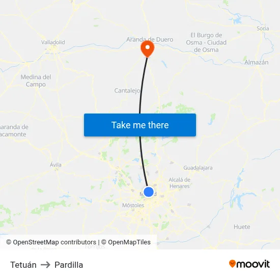Tetuán to Pardilla map
