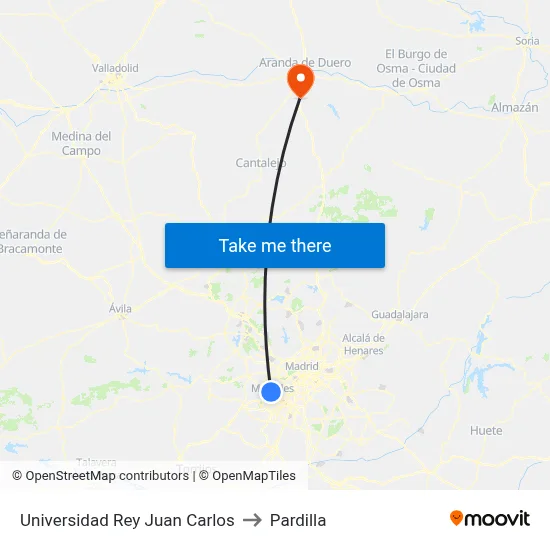 Universidad Rey Juan Carlos to Pardilla map