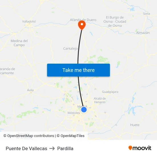 Puente De Vallecas to Pardilla map