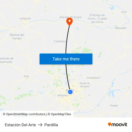 Estación Del Arte to Pardilla map