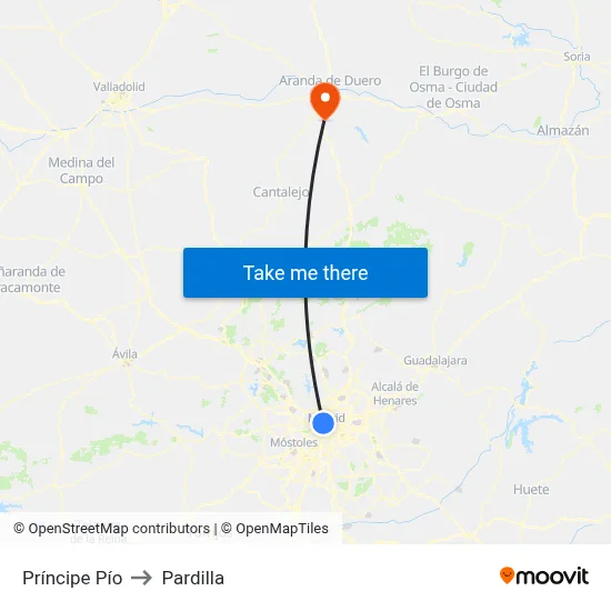 Príncipe Pío to Pardilla map