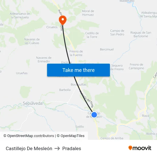 Castillejo De Mesleón to Pradales map