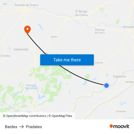 Baides to Pradales map